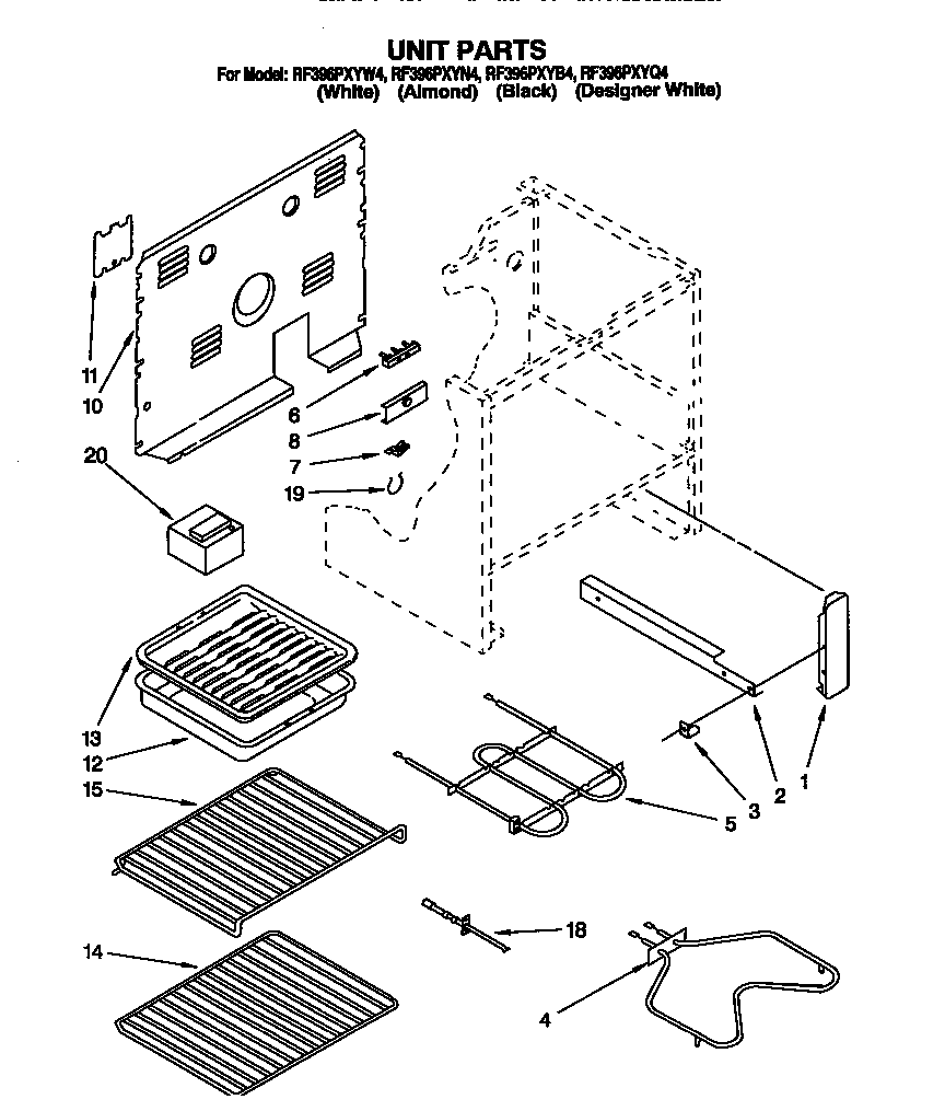 Whirlpool RF396PXYW4 unit diagram