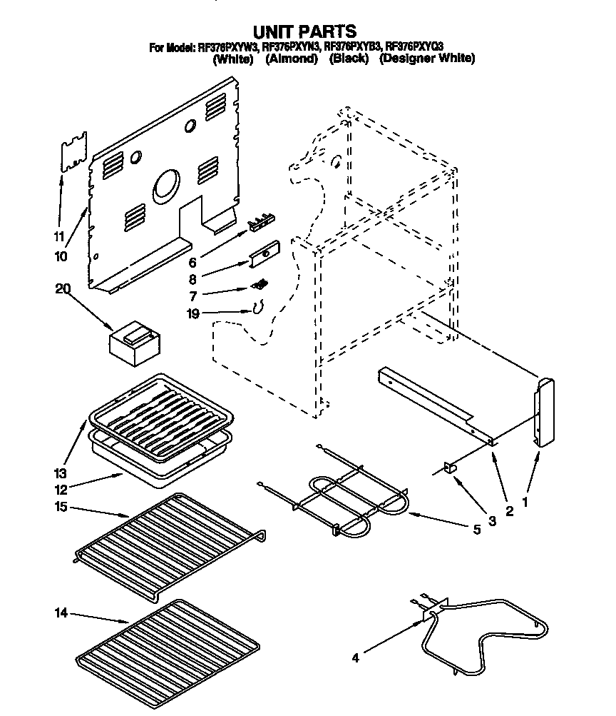 Whirlpool RF376PXYW3 unit diagram