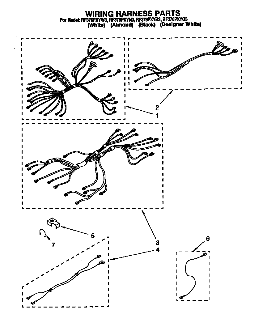 Whirlpool RF376PXYW3 wiring harness diagram