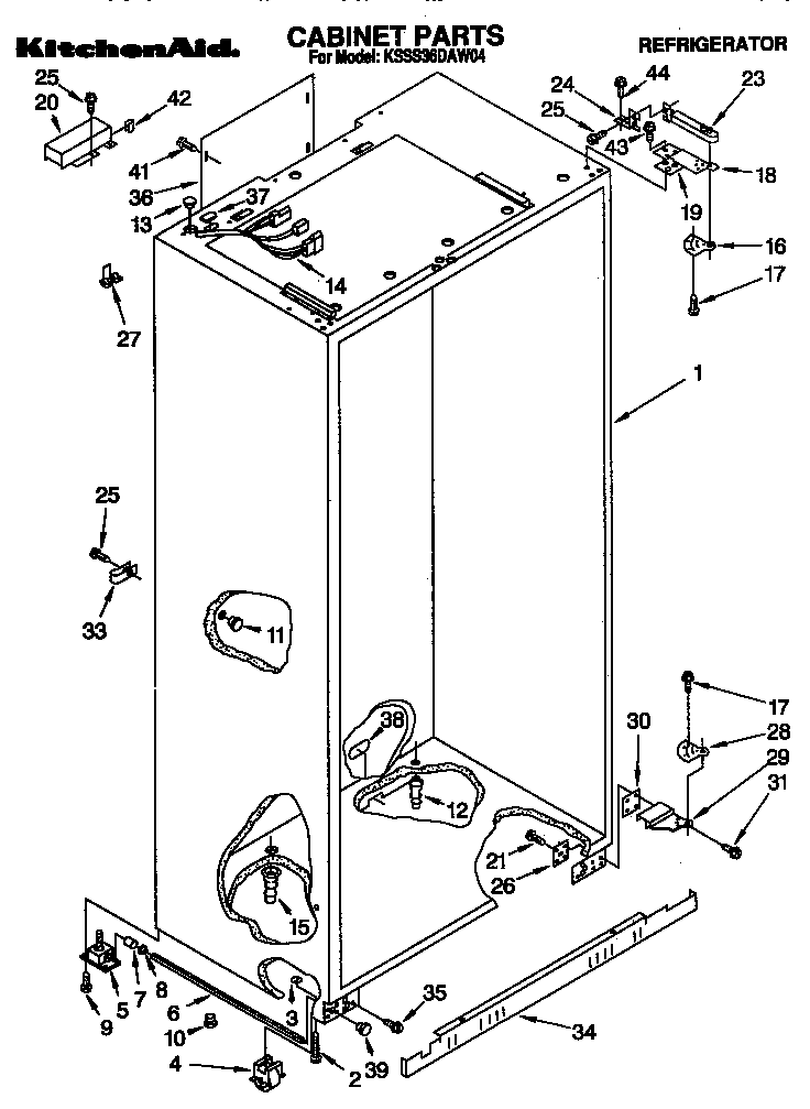 KitchenAid KSSS36DAW04 cabinet diagram