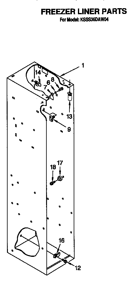 KitchenAid KSSS36DAW04 freezer liner diagram