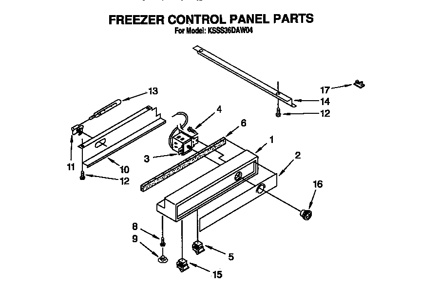 KitchenAid KSSS36DAW04 freezer control panel diagram