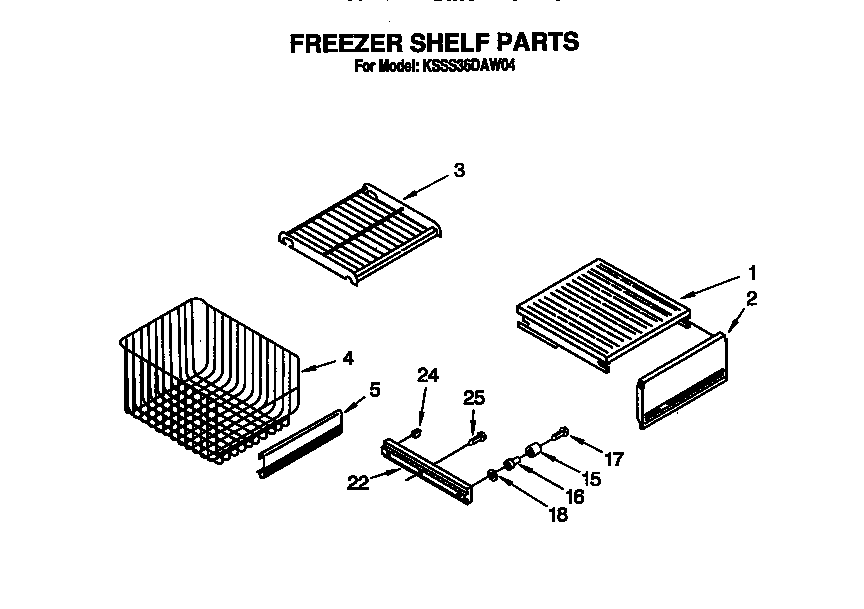 KitchenAid KSSS36DAW04 freezer shelf diagram