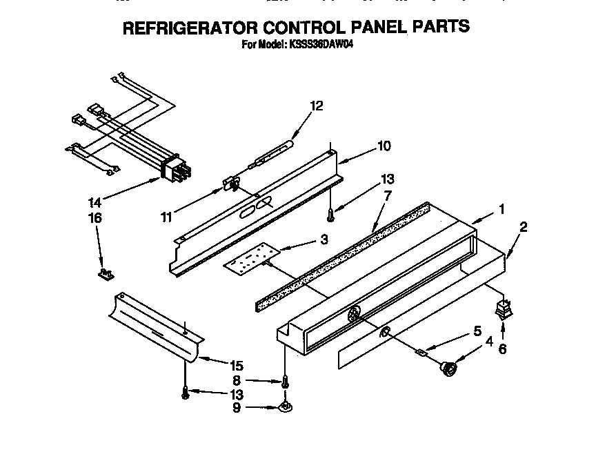KitchenAid KSSS36DAW04 refrigerator control panel diagram
