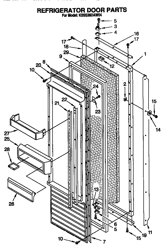 KitchenAid KSSS36DAW04 refrigerator door diagram