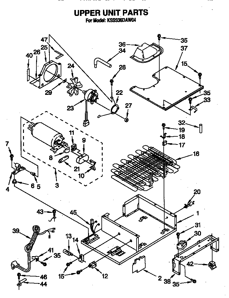 KitchenAid KSSS36DAW04 upper unit diagram