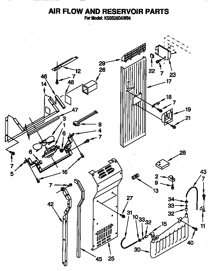 KitchenAid KSSS36DAW04 air flow and reservoir diagram