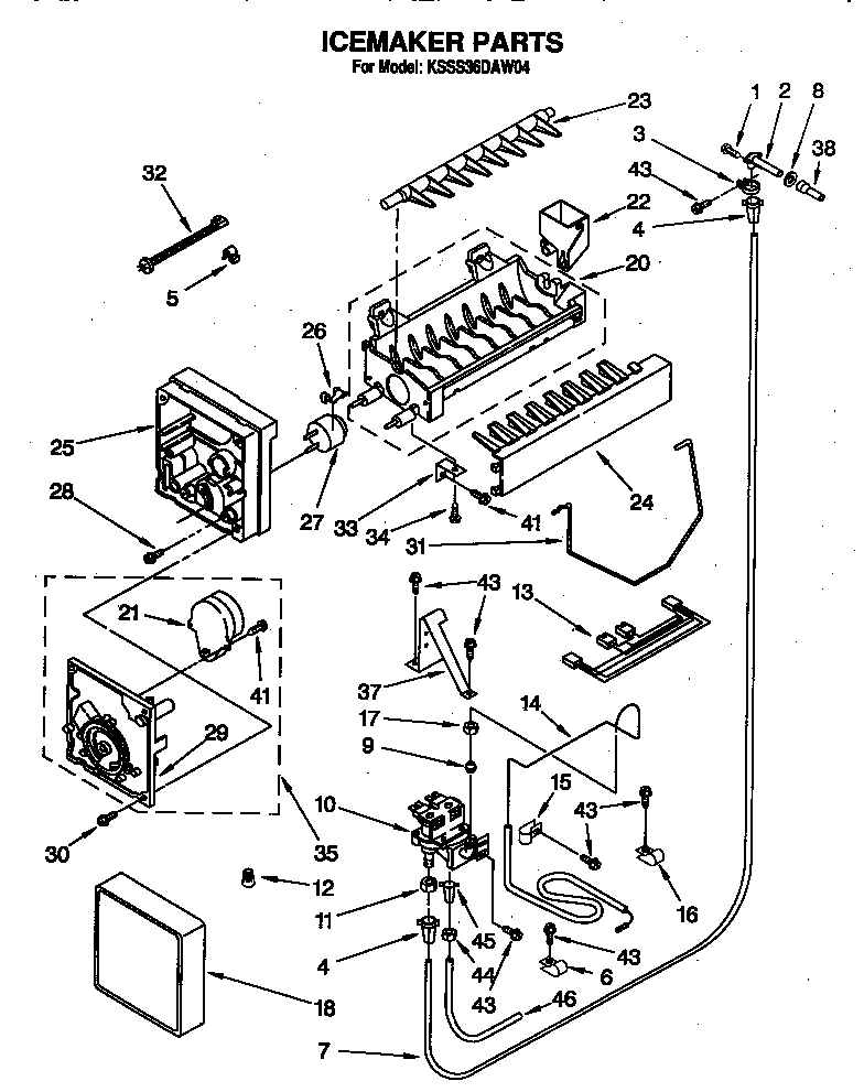 KitchenAid KSSS36DAW04 icemaker diagram