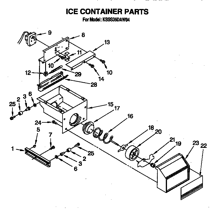KitchenAid KSSS36DAW04 ice container diagram