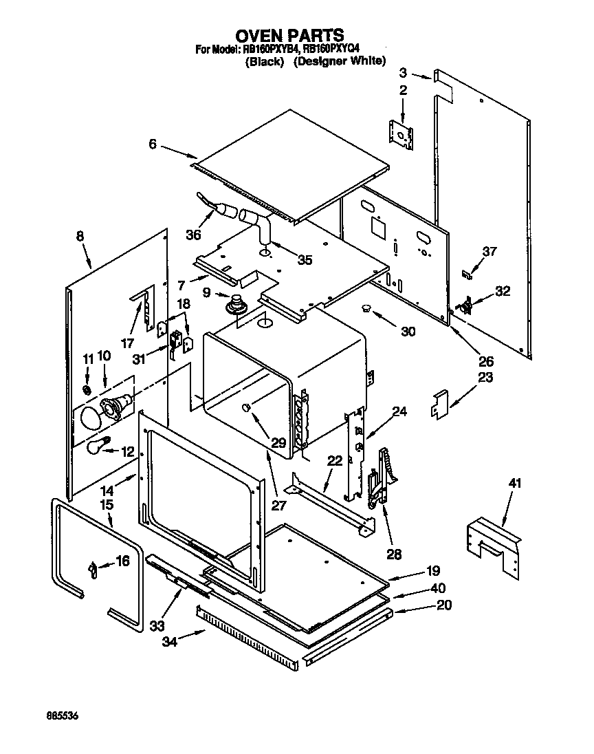 Whirlpool RB160PXYQ4 oven diagram