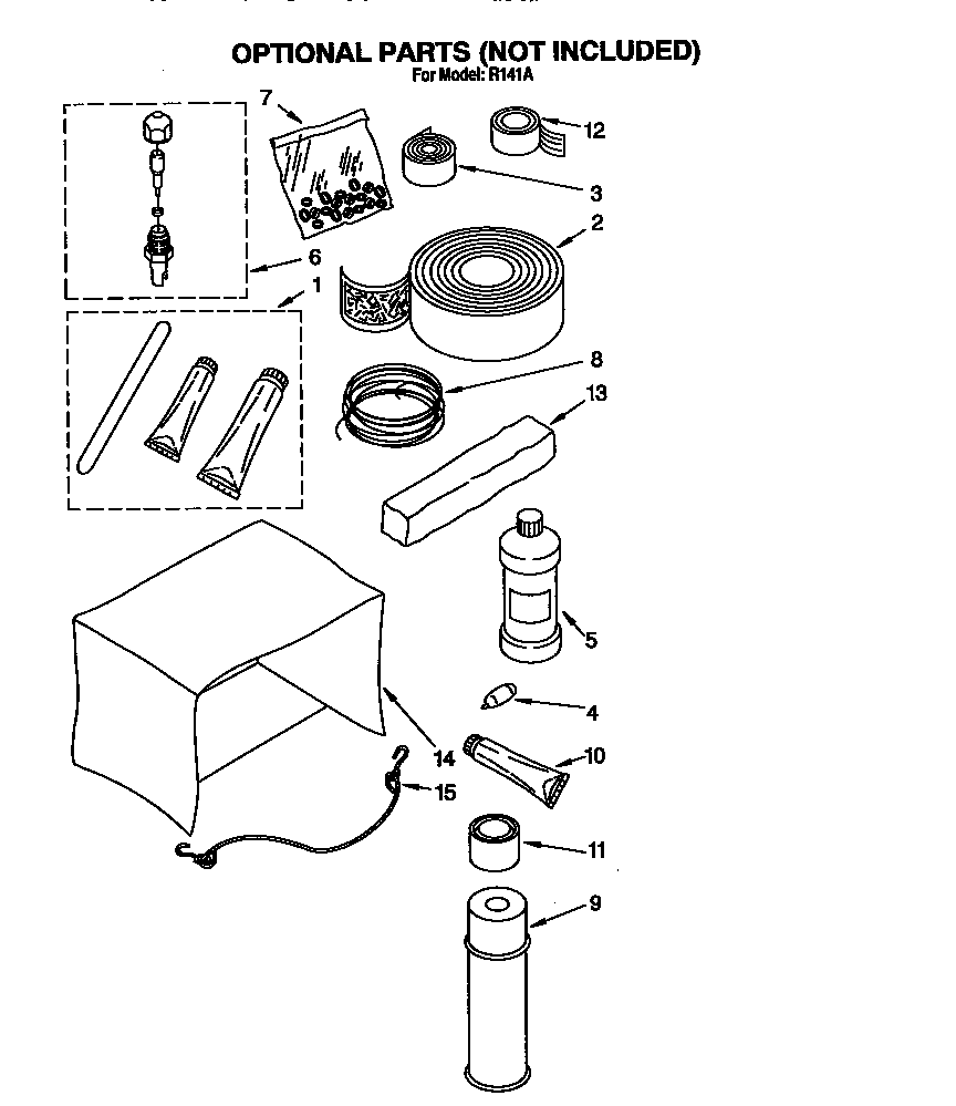 Whirlpool R141A optional parts (not included) diagram