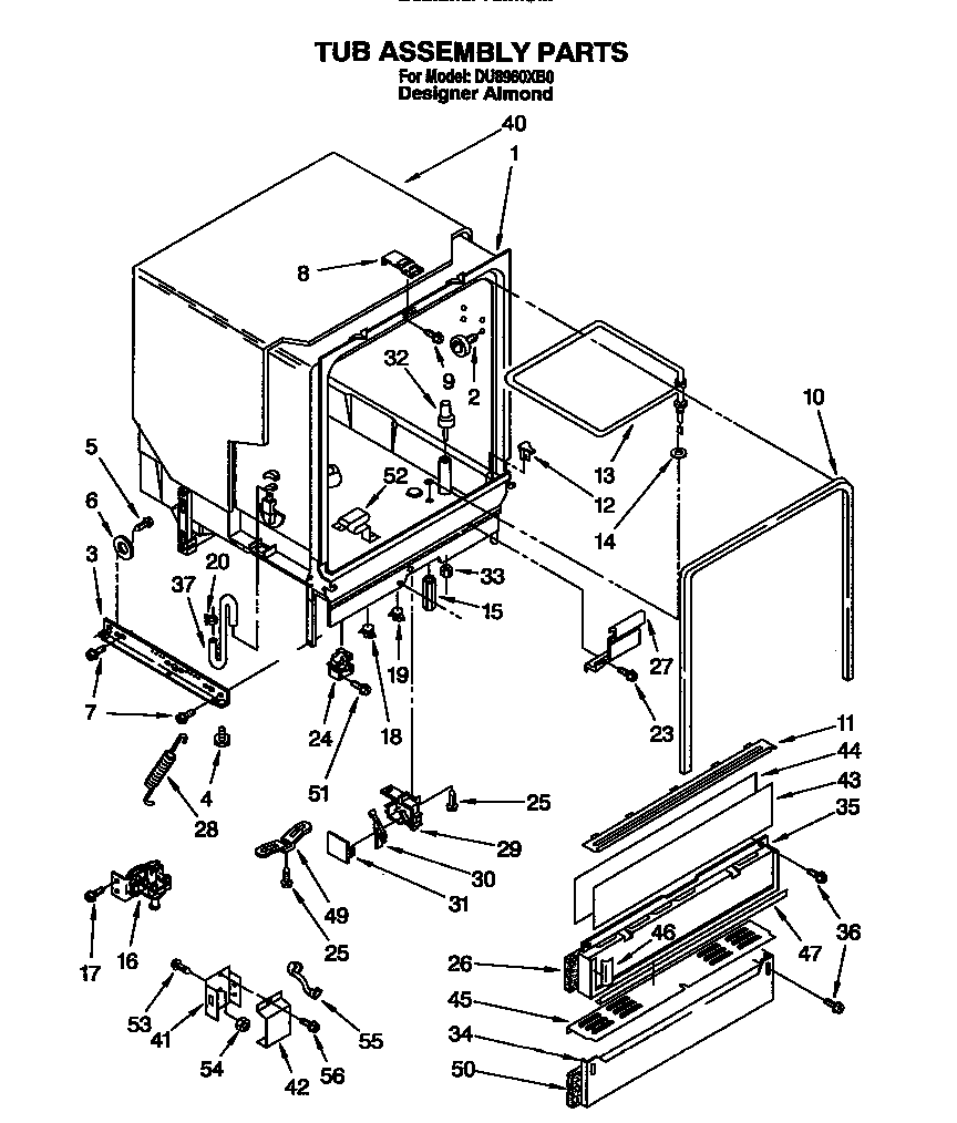 Whirlpool DU8960XB0 tub assembly diagram