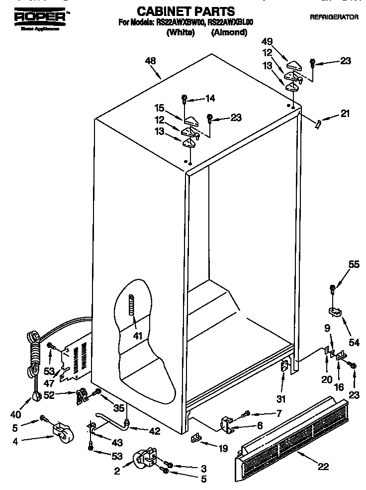 Roper RS22AWXBL00 cabinet diagram