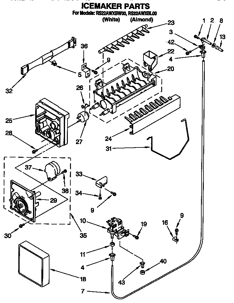 Roper RS22AWXBL00 icemaker diagram