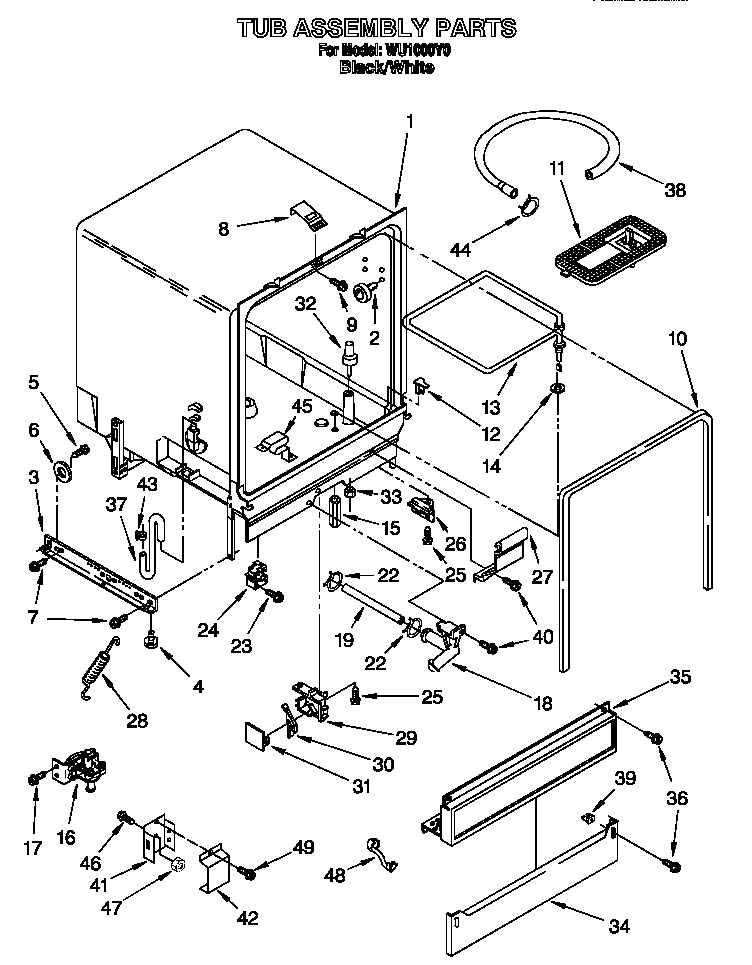 Roper WU1000Y0 tub assembly diagram