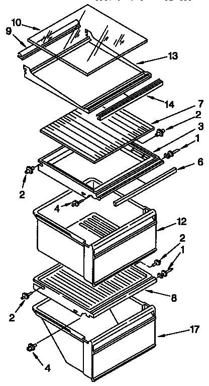 Roper RS22AWXAW01 refrigerator shelf diagram