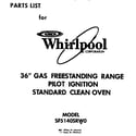 Whirlpool SF5140SRW0 front cover diagram
