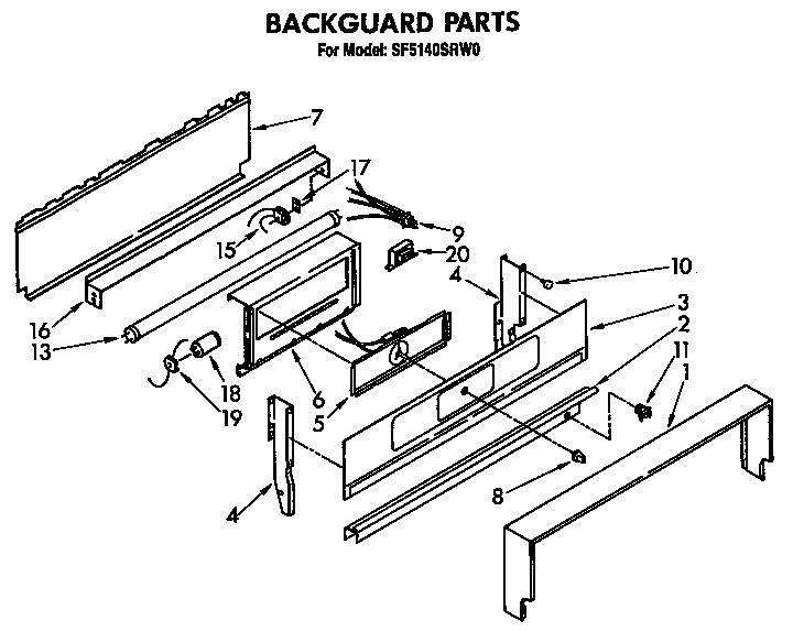 Whirlpool SF5140SRW0 backguard diagram