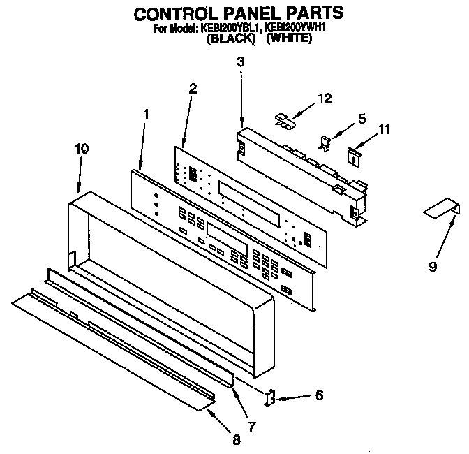 KitchenAid KEBI200YWH1 control panel diagram