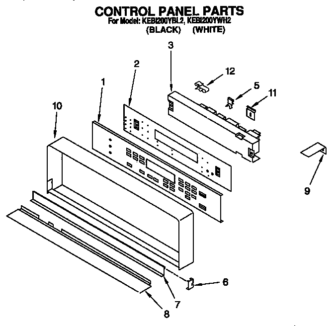 KitchenAid KEBI200YWH2 control panel diagram