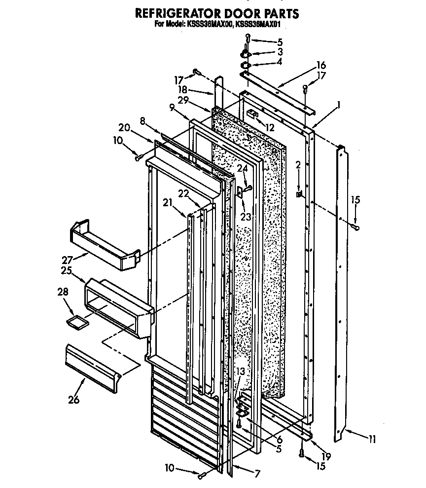 KitchenAid KSSS36MAX01 refrigerator door diagram