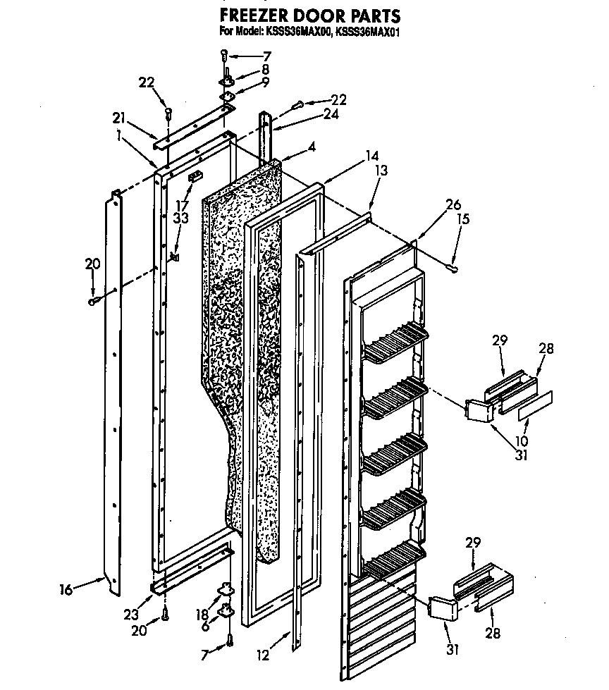 KitchenAid KSSS36MAX01 freezer door diagram