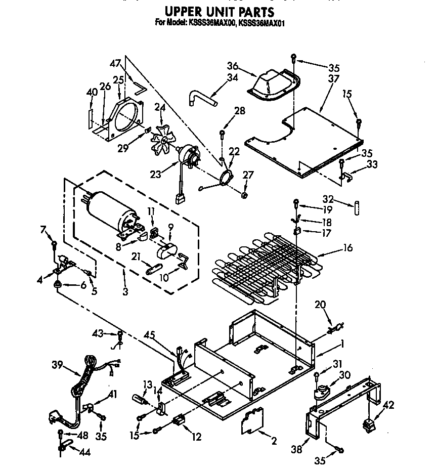 KitchenAid KSSS36MAX01 upper unit diagram