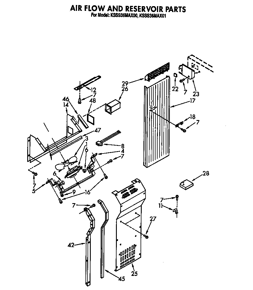 KitchenAid KSSS36MAX01 air flow and reservoir diagram