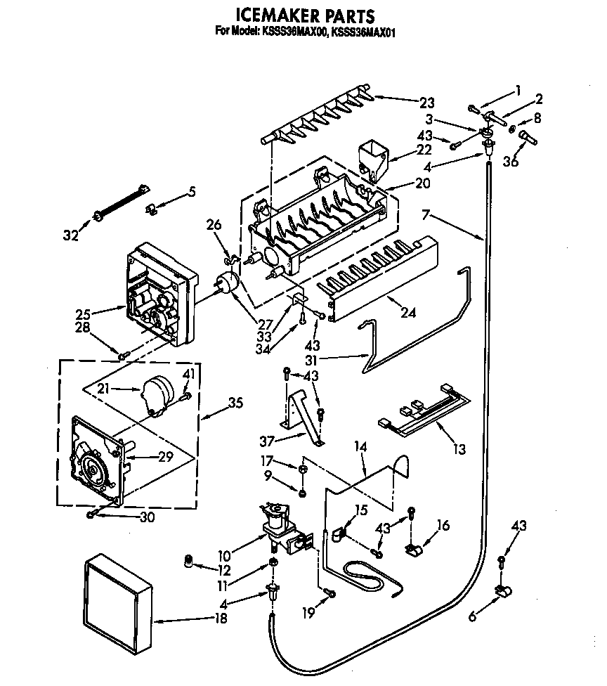 KitchenAid KSSS36MAX01 icemaker diagram