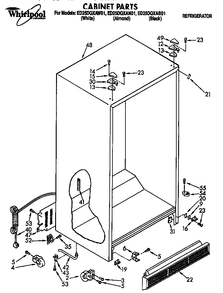 Whirlpool ED25DQXAW01 cabinet diagram