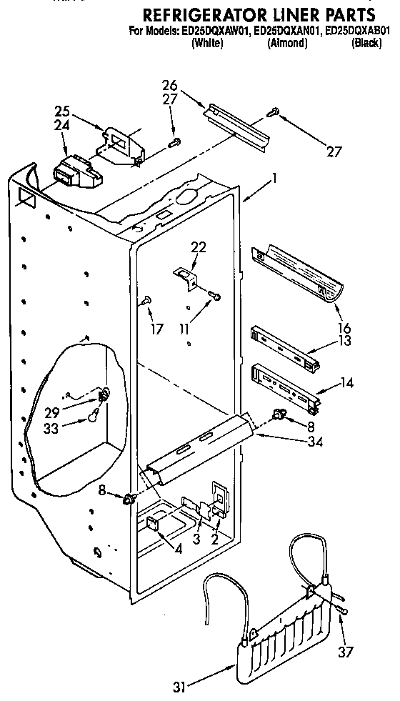 Whirlpool ED25DQXAW01 refrigerator liner diagram
