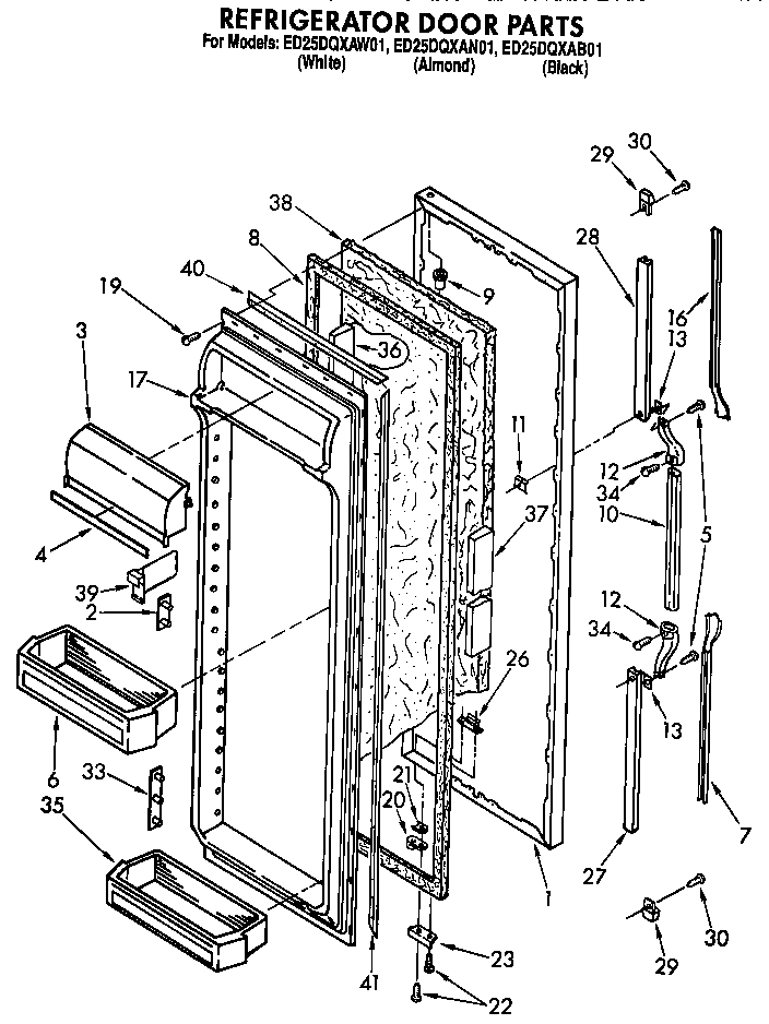 Whirlpool ED25DQXAW01 refrigerator door diagram