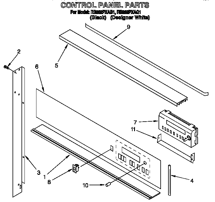 Whirlpool RB262PXAB1 control panel diagram
