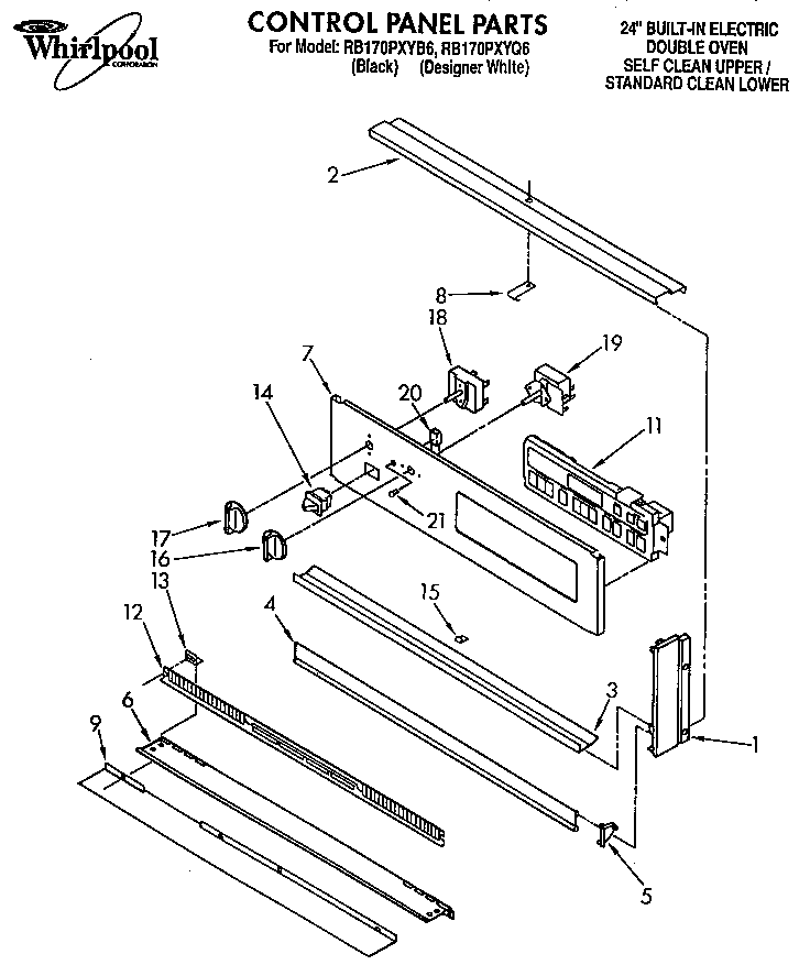 Whirlpool RB170PXYB6 control panel diagram