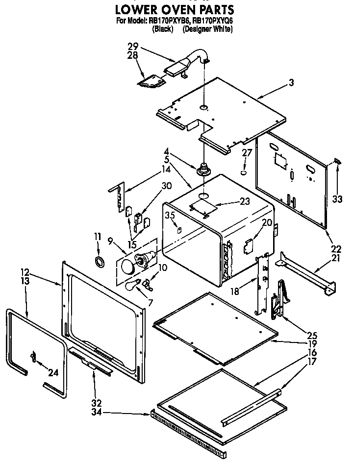 Whirlpool RB170PXYB6 lower oven diagram