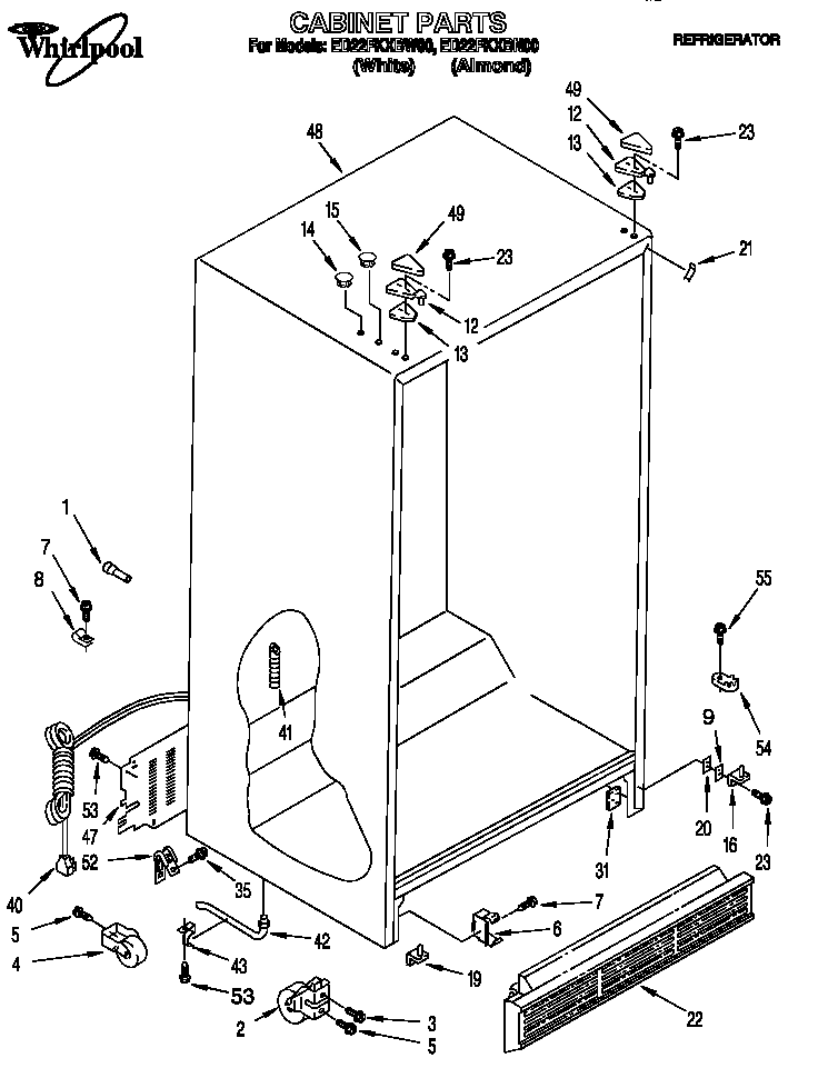 Whirlpool ED22PKXBW00 cabinet diagram