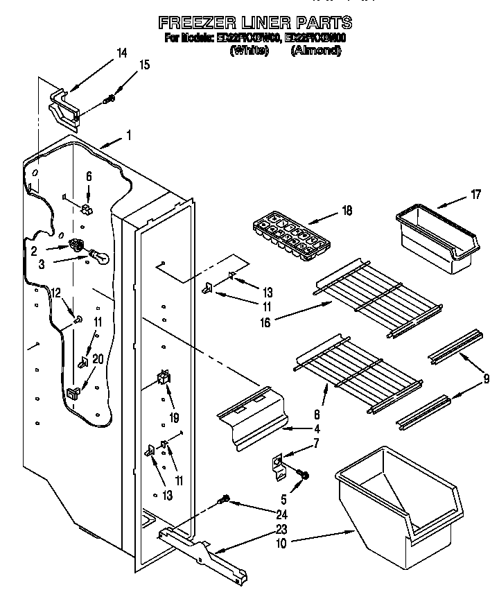 Whirlpool ED22PKXBW00 freezer liner diagram