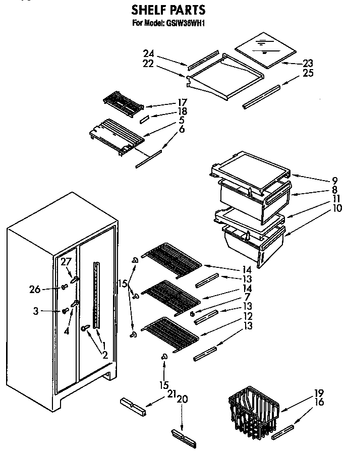 Roper GSIW36WH1 shelf diagram