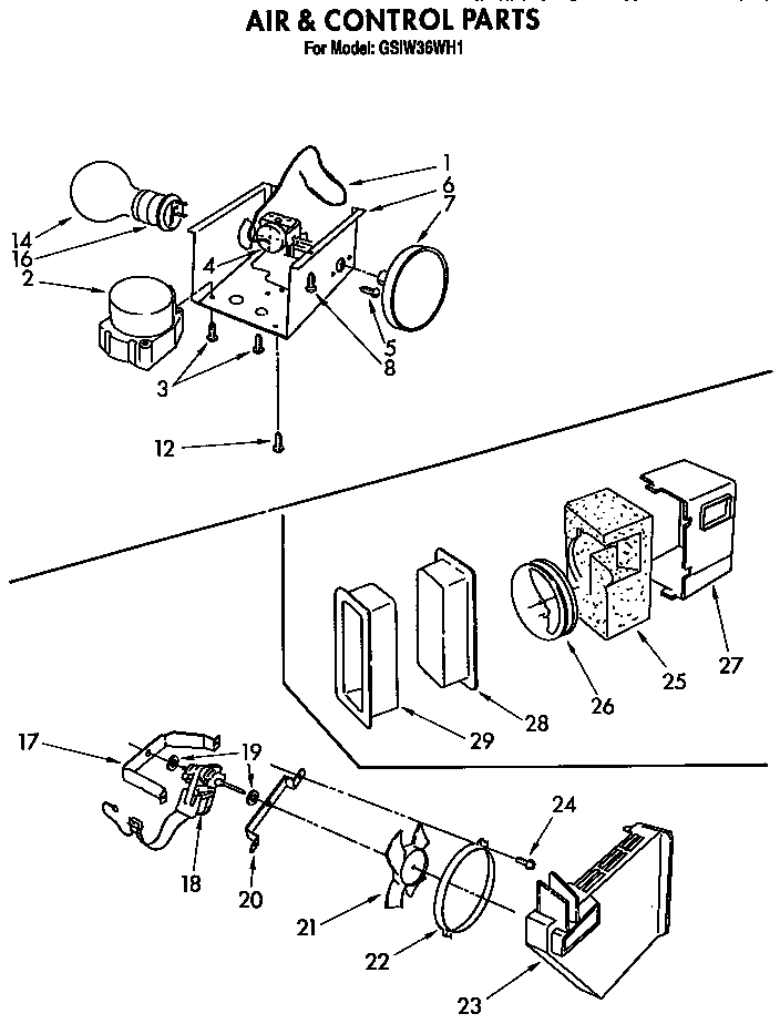 Roper GSIW36WH1 air & control diagram