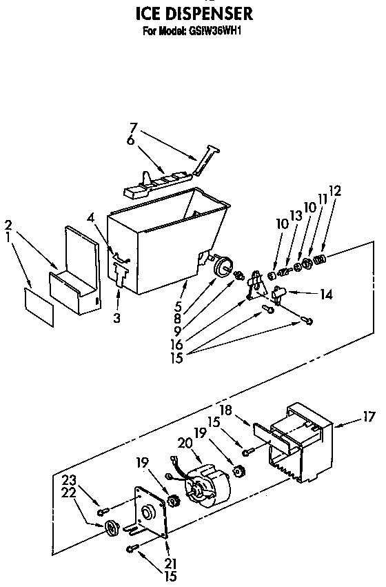 Roper GSIW36WH1 ice dispenser diagram