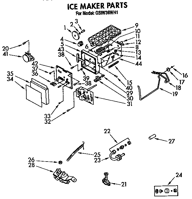 Roper GSIW36WH1 ice maker diagram