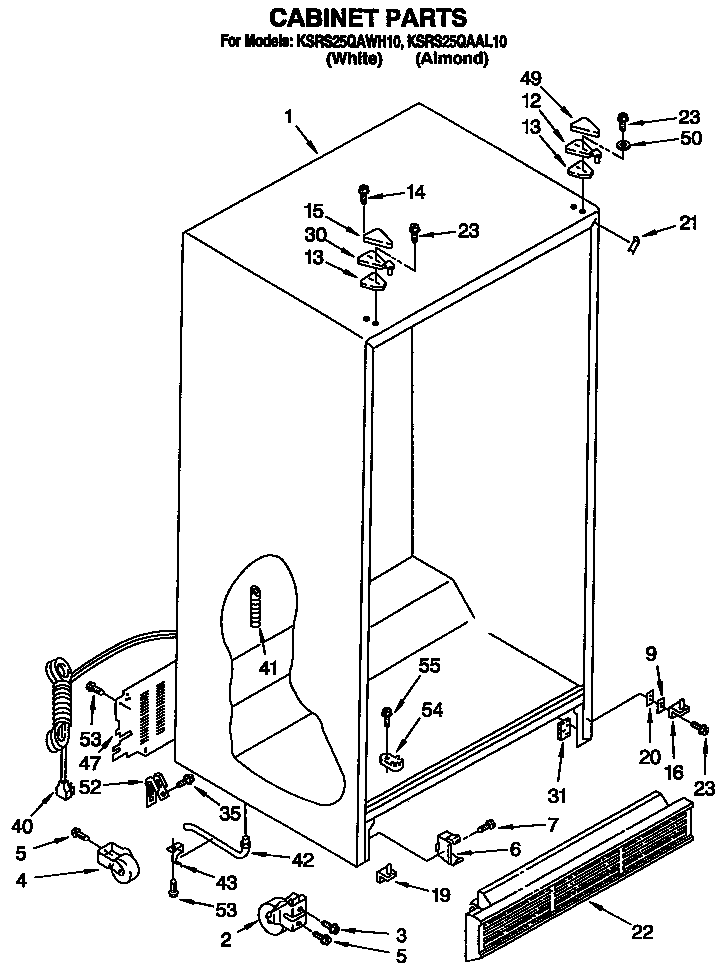 KitchenAid KSRS25QAWH10 cabinet diagram