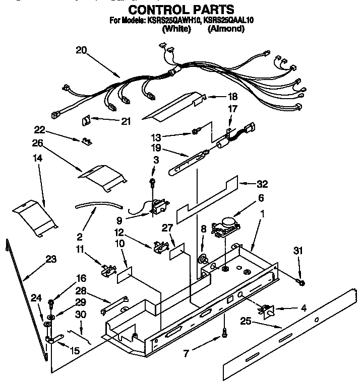 KitchenAid KSRS25QAWH10 control diagram