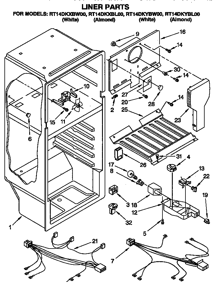 Roper RT14DKXBW00 liner diagram