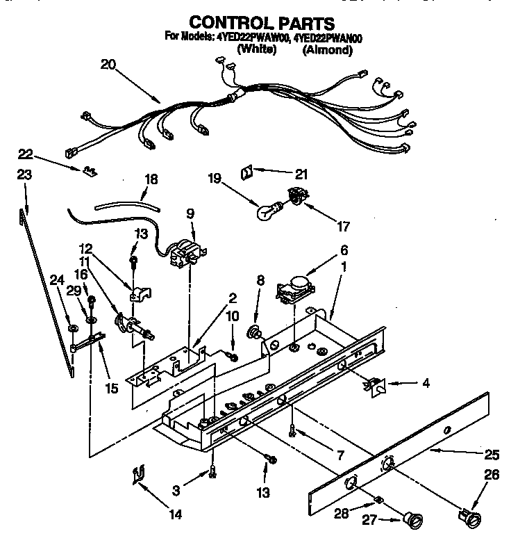 Whirlpool 4YED22PWAN00 control diagram