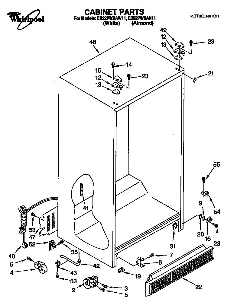 Whirlpool ED22PWXAN11 cabinet diagram