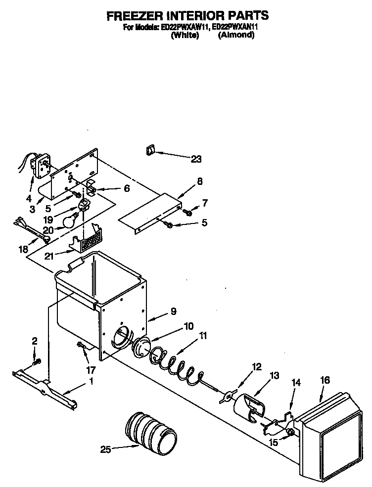 Whirlpool ED22PWXAN11 freezer interior diagram