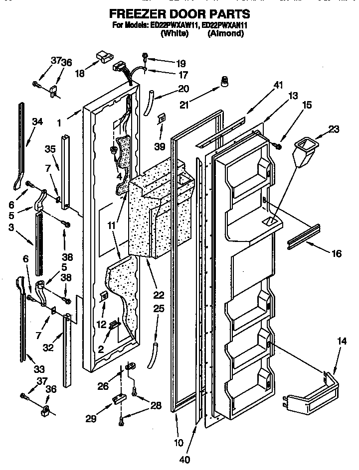 Whirlpool ED22PWXAN11 freezer door diagram