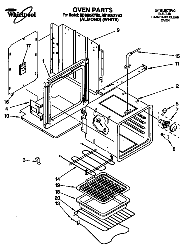 Whirlpool RB1005XYN2 oven diagram