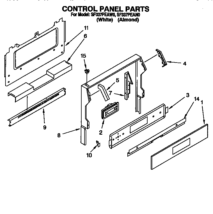 Whirlpool SF337PEAN0 control panel diagram
